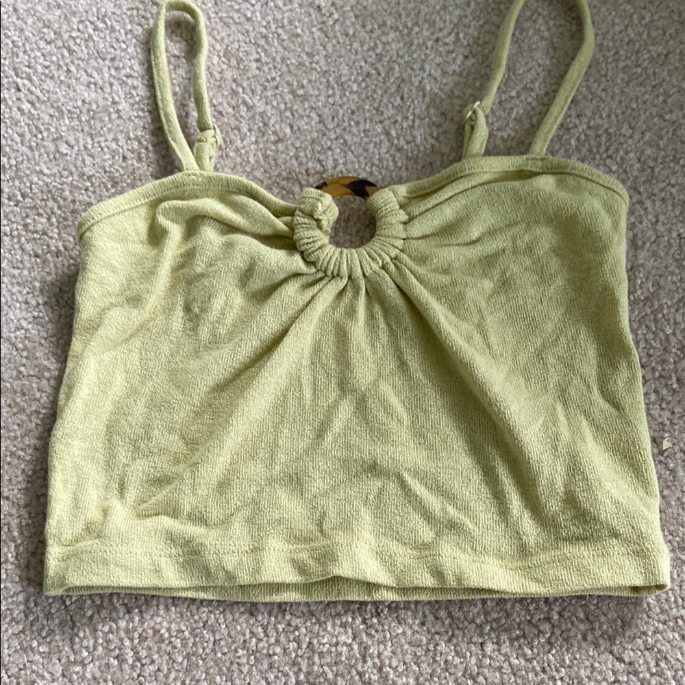 American Eagle Outfitters Green Ruched Crop Camisole